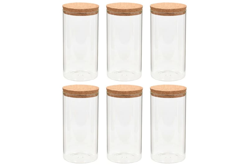 Förvaringsburkar i glas med korklock 6 st 1100 ml - Transparent - Förvaring - Småförvaring