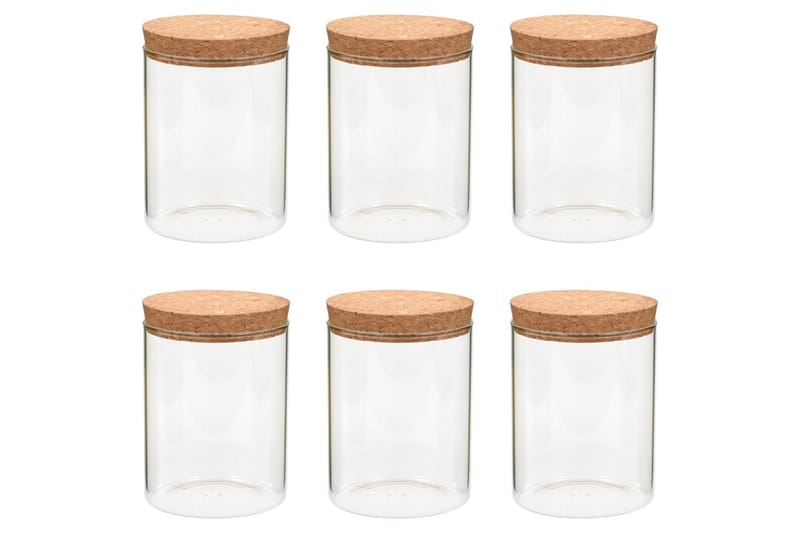 Förvaringsburkar i glas med korklock 6 st 650 ml - Transparent - Småförvaring - Flaskor & burkar - Glasburk