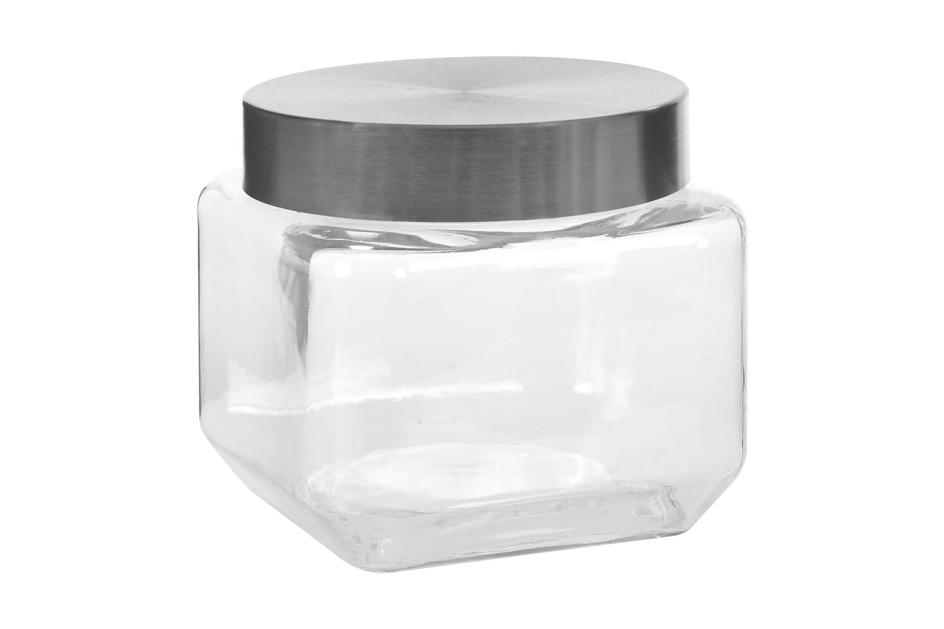 Förvaringsburkar i glas med silvriga lock 6 st 800 ml – Transparent