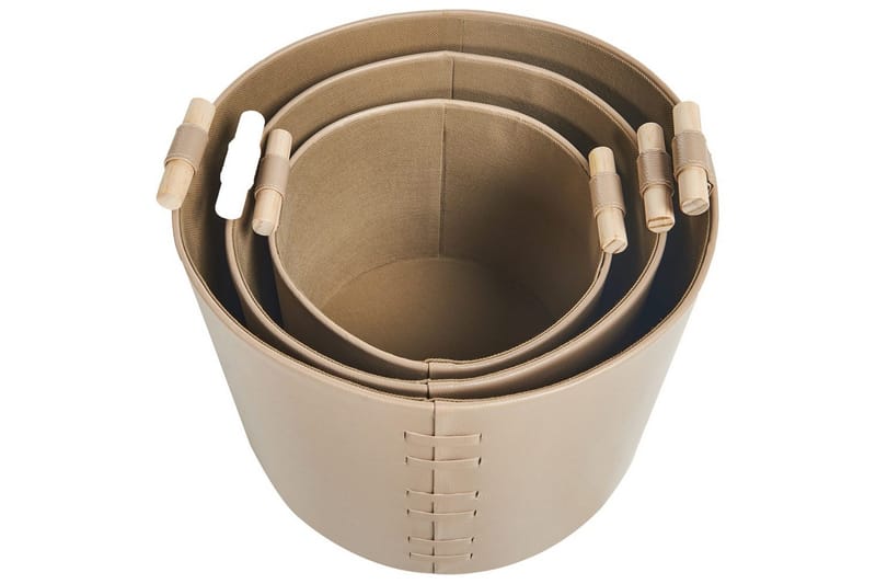 Korg Aram set om 3 Beige - Beige - Förvaring - Småförvaring - Förvaringskorg - Flätad korg & rottingkorg