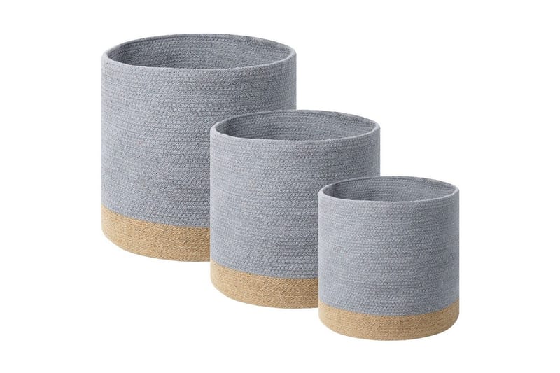 Korg Basima set om 3 Beige, grå - Beige, grå - Förvaring - Småförvaring - Förvaringskorg - Flätad korg & rottingkorg