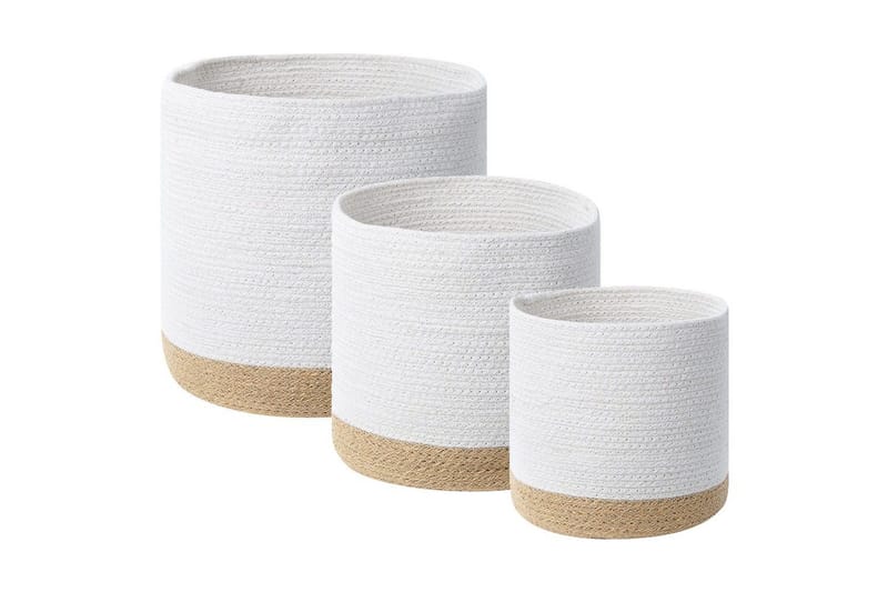 Korg Basima set om 3 Beige, vit, Beige, vit