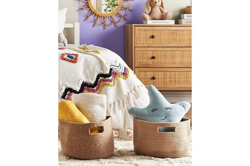 Korg Chiniot set om 2 Beige/naturlig - Beige/naturlig - Förvaring - Småförvaring - Förvaringskorg - Flätad korg & rottingkorg