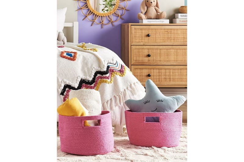 Korg Chiniot set om 2 Rosa - Rosa - Förvaring - Småförvaring - Förvaringskorg - Flätad korg & rottingkorg