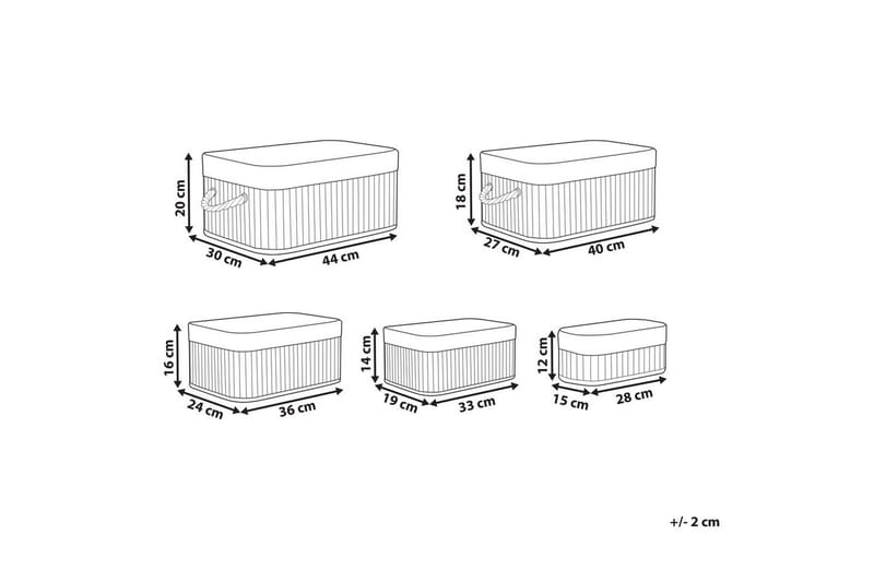 Korg Talpe set om 5 Ljus trä/vit - Ljus trä/vit - Förvaring - Småförvaring - Förvaringskorg - Flätad korg & rottingkorg