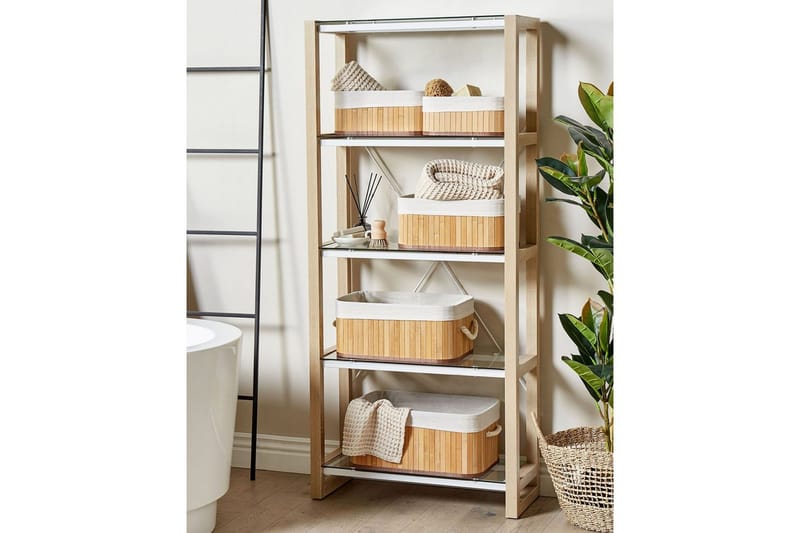 Korg Talpe set om 5 Ljus trä/vit - Ljus trä/vit - Förvaring - Småförvaring - Förvaringskorg - Flätad korg & rottingkorg