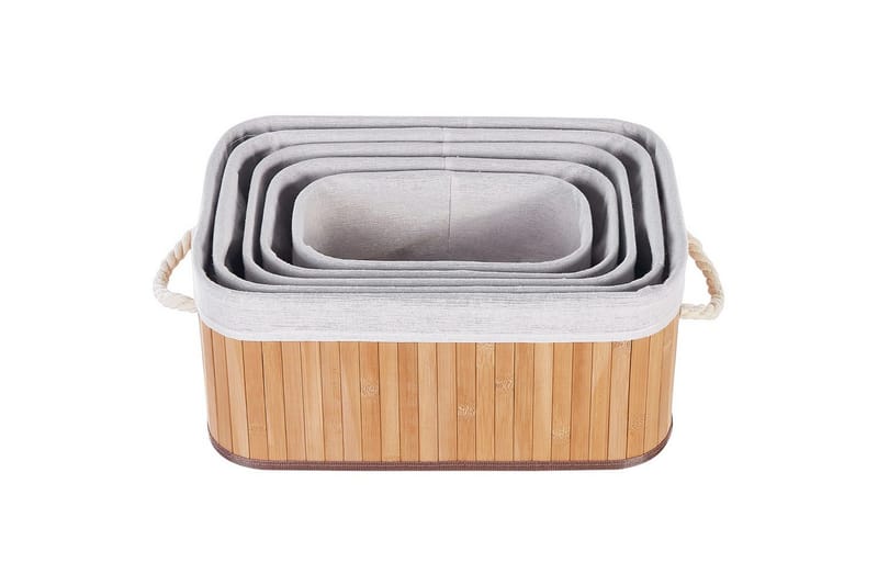 Korg Talpe set om 5 Ljus trä/vit - Ljus trä/vit - Förvaring - Småförvaring - Förvaringskorg - Flätad korg & rottingkorg