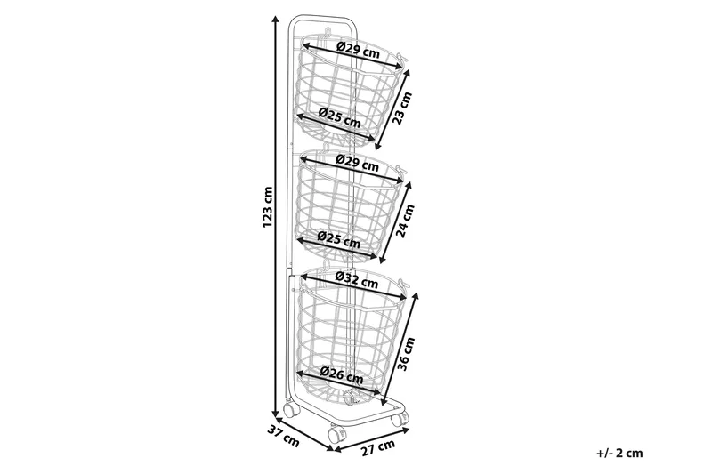 Ayapal Metallställ 37 cm 3 Korgar - Svart - Förvaring - Småförvaring - Förvaringskorg - Trådkorg