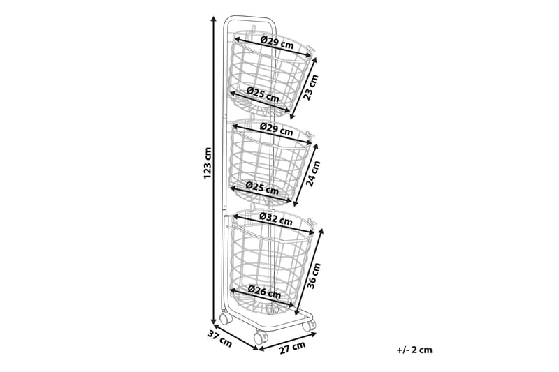 Ayapal Metallställ 37 cm 3 Korgar - Vit - Förvaring - Småförvaring - Förvaringskorg - Trådkorg