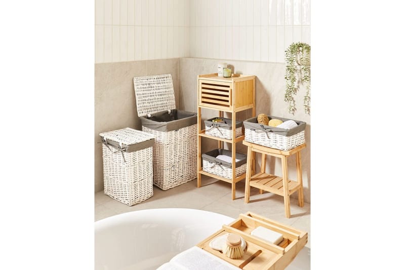 Tvättkorgar Ella Grå/vit - Grå/vit - Möbler - Tillbehör & accessoarer - Badrumstillbehör