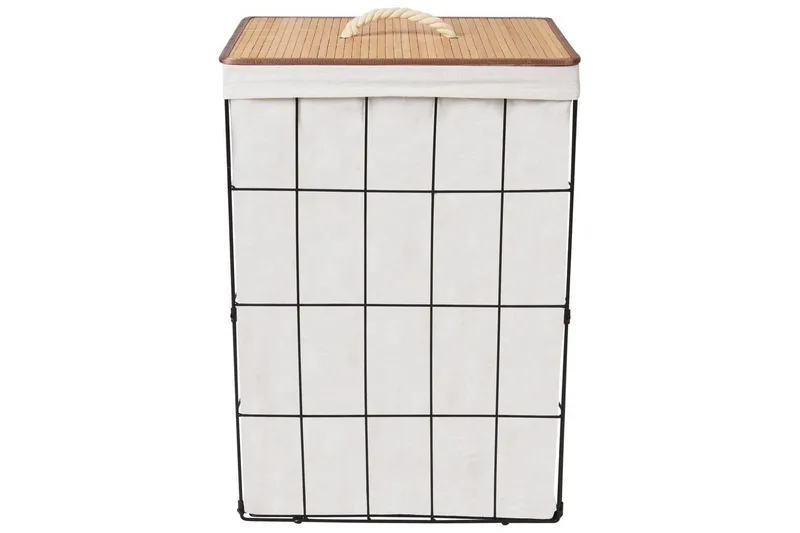 Tvättkorgar Mirissa Svart/vit/ljus trä - Svart/vit/ljus trä - Möbler - Tillbehör & accessoarer - Badrumstillbehör