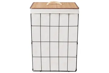 Tvättkorgar Mirissa Svart/vit/ljus trä - Svart/vit/ljus trä - Möbler - Tillbehör & accessoarer - Badrumstillbehör