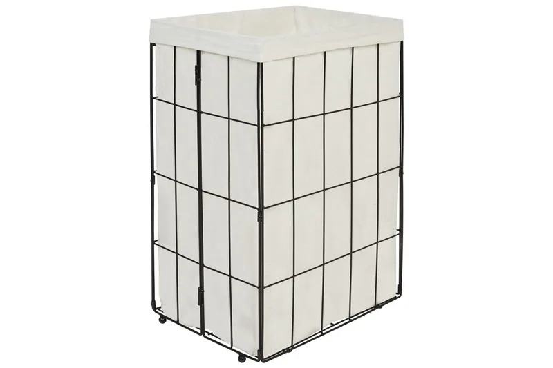 Tvättkorgar Mirissa Svart/vit/ljus trä - Svart/vit/ljus trä - Möbler - Tillbehör & accessoarer - Badrumstillbehör