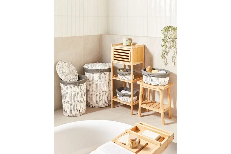 Tvättkorgar Vakari Grå/vit - Grå/vit - Förvaring - Småförvaring - Förvaringskorg - Flätad korg & rottingkorg