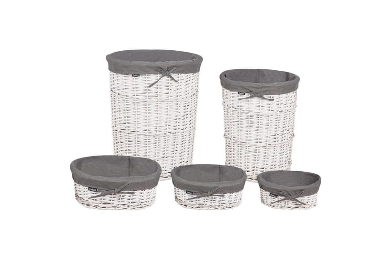 Tvättkorgar Vakari Grå/vit - Grå/vit - Förvaring - Småförvaring - Förvaringskorg - Flätad korg & rottingkorg