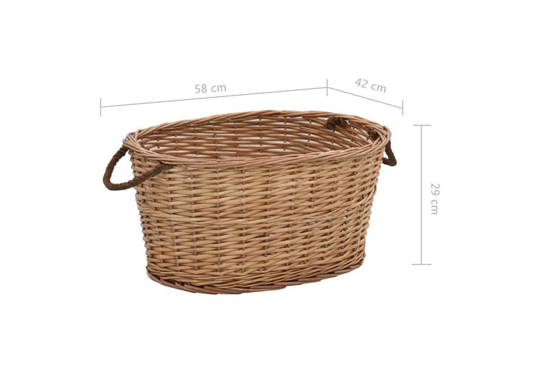 Vedkorg med bärhandtag 58x42x29 cm naturlig pil - Brun - Förvaring - Småförvaring - Förvaringskorg - Vedkorg
