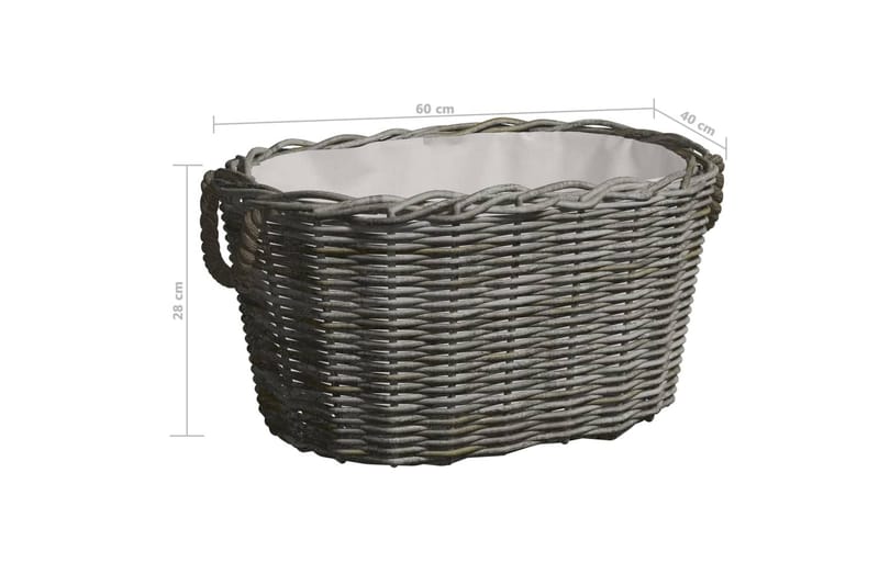 Vedkorg med bärhandtag 60x40x28 cm grå pil - Grå - Förvaring - Småförvaring - Förvaringskorg - Vedkorg