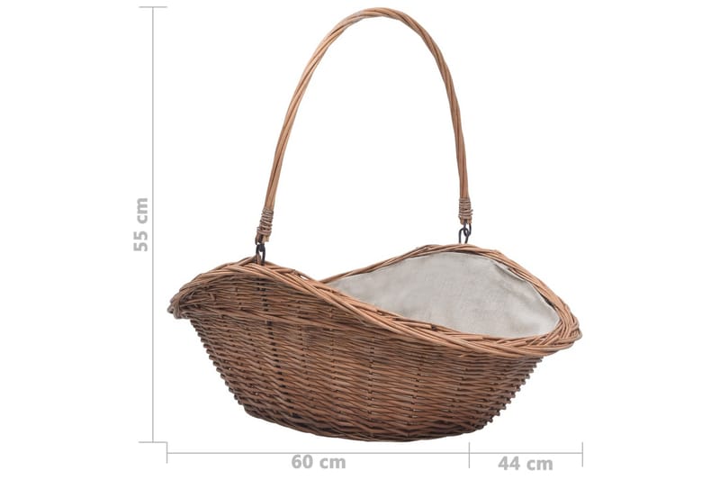 Vedkorg med handtag 60x44x55 cm naturlig pil - Brun - Förvaring - Småförvaring - Förvaringskorg - Vedkorg