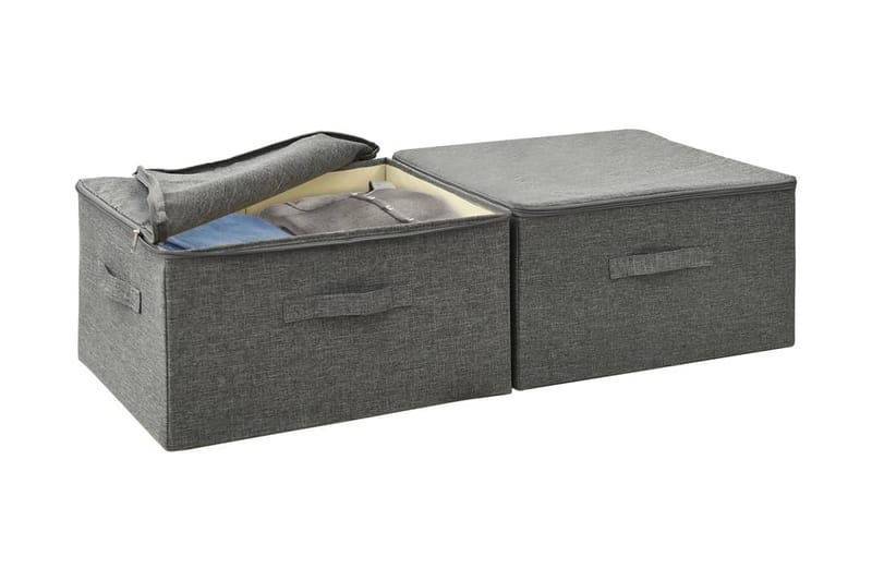 Förvaringslåda 2 st tyg 43x34x23 cm antracit - Antracit - Förvaring - Småförvaring - Förvaringslådor