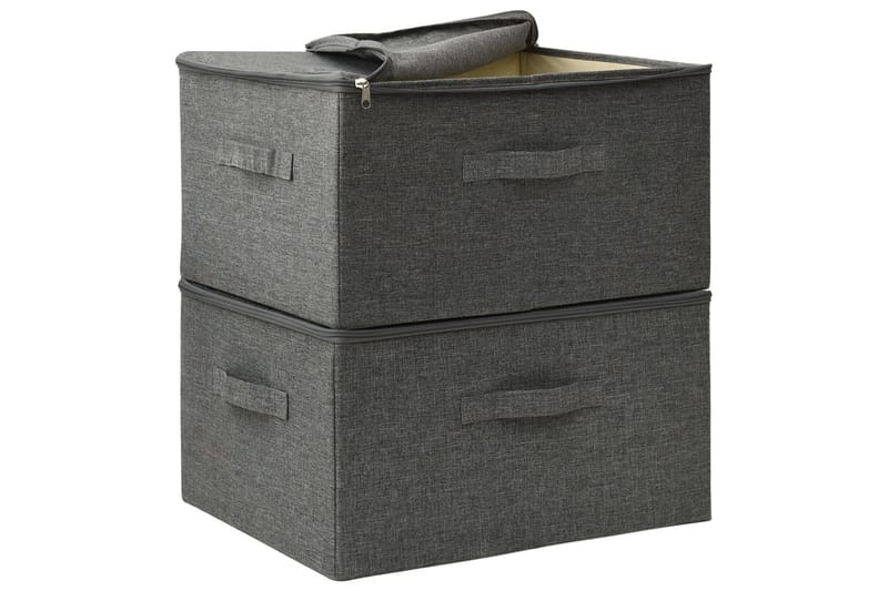 Förvaringslåda 2 st tyg 43x34x23 cm antracit - Antracit - Förvaring - Småförvaring - Förvaringslådor