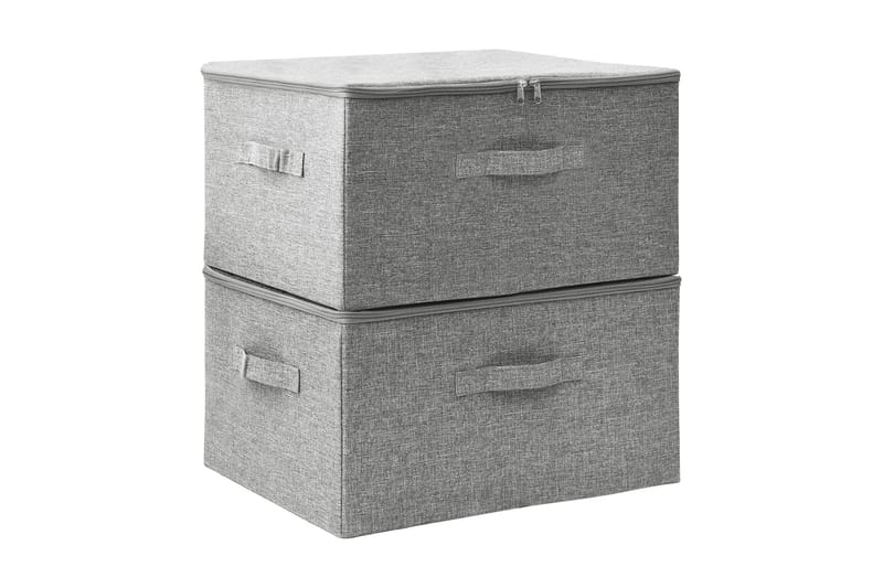 Förvaringslåda 2 st tyg 43x34x23 cm grå - Grå - Förvaring - Småförvaring - Förvaringslådor