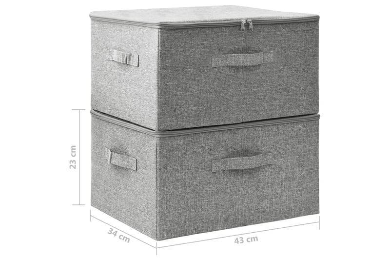 Förvaringslåda 2 st tyg 43x34x23 cm grå - Grå - Förvaring - Småförvaring - Förvaringslådor