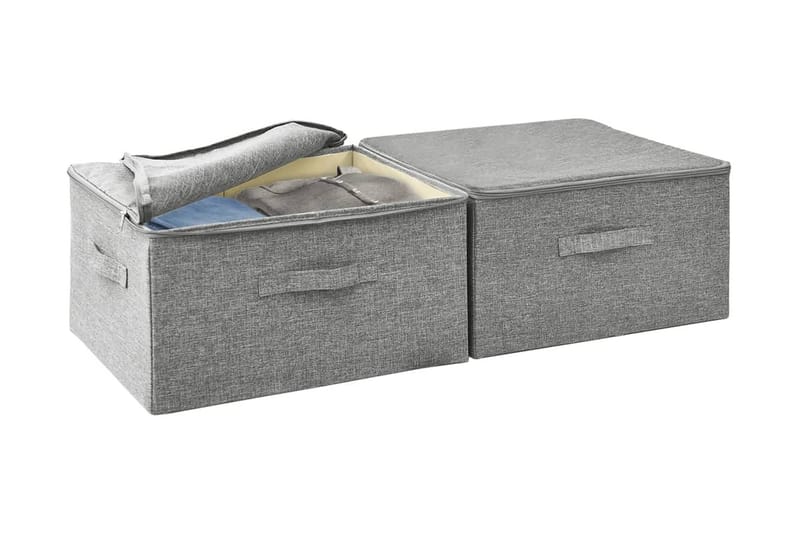 Förvaringslåda 2 st tyg 43x34x23 cm grå - Grå - Förvaring - Småförvaring - Förvaringslådor