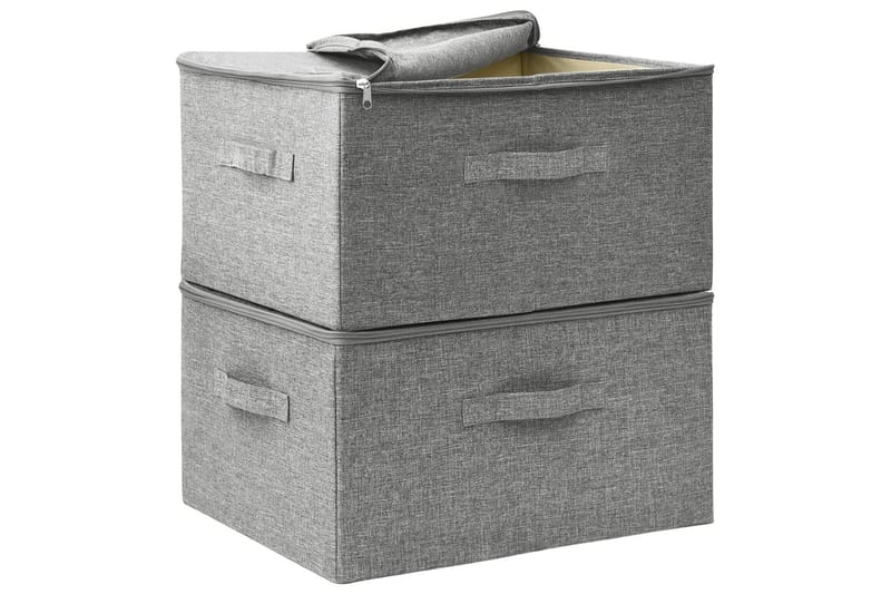 Förvaringslåda 2 st tyg 43x34x23 cm grå - Grå - Förvaring - Småförvaring - Förvaringslådor