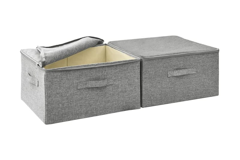 Förvaringslåda 2 st tyg 43x34x23 cm grå - Grå - Förvaring - Småförvaring - Förvaringslådor