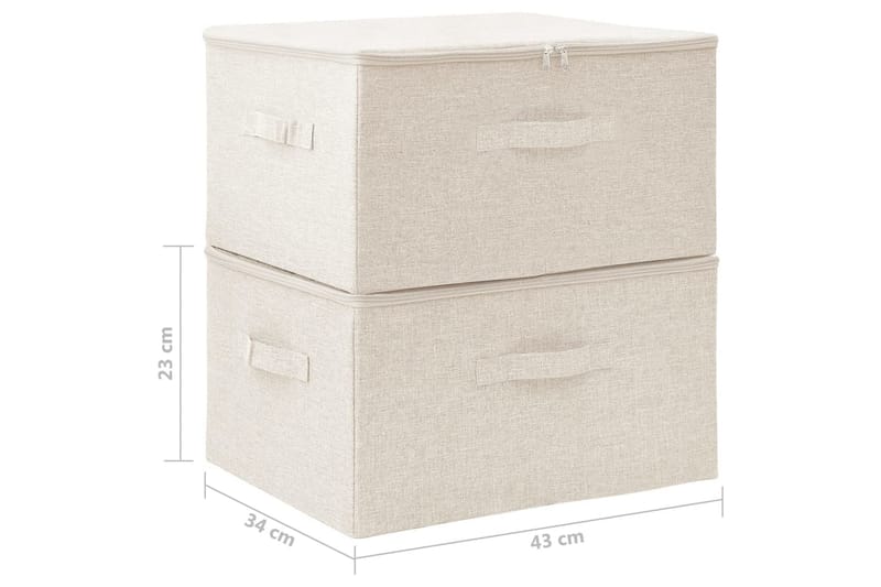 Förvaringslåda 2 st tyg 43x34x23 cm gräddvit - Vit - Förvaring - Småförvaring - Förvaringslådor