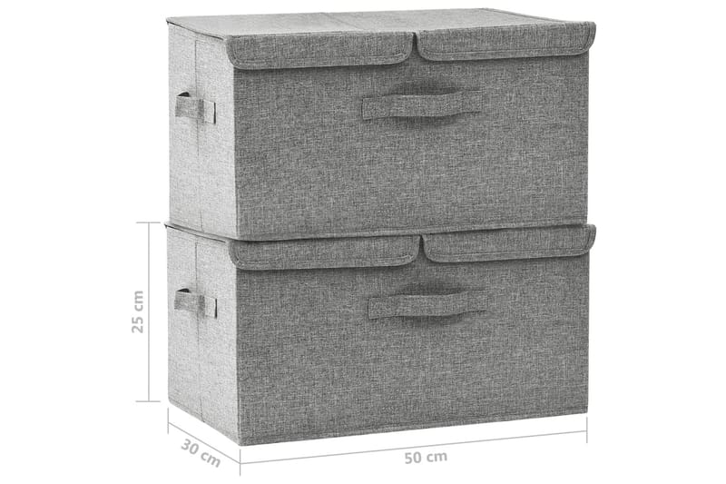 Förvaringslåda 2 st tyg 50x30x25 cm grå - Grå - Förvaringslådor