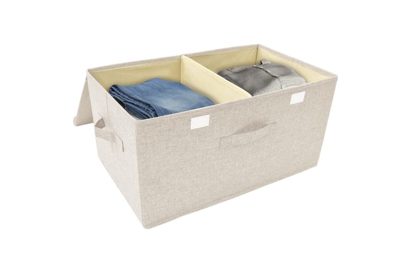 Förvaringslåda 2 st tyg 50x30x25 cm gräddvit - Vit - Förvaring - Småförvaring - Förvaringslådor