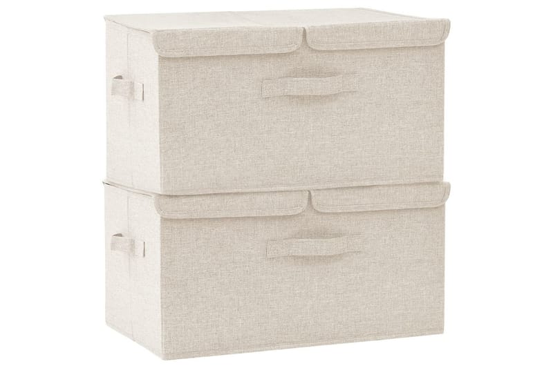 Förvaringslåda 2 st tyg 50x30x25 cm gräddvit - Vit - Förvaring - Småförvaring - Förvaringslådor