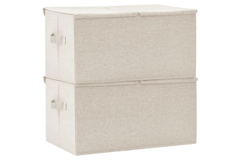 Förvaringslåda 2 st tyg 50x30x25 cm gräddvit - Vit - Förvaring - Småförvaring - Förvaringslådor