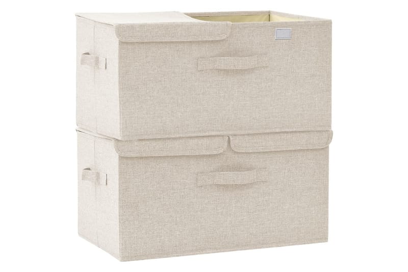 Förvaringslåda 2 st tyg 50x30x25 cm gräddvit - Vit - Förvaring - Småförvaring - Förvaringslådor