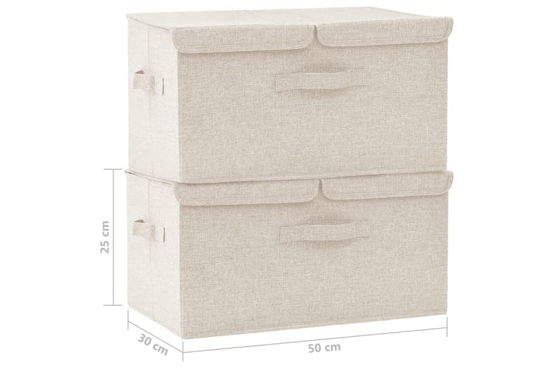 Förvaringslåda 2 st tyg 50x30x25 cm gräddvit - Vit - Förvaring - Småförvaring - Förvaringslådor