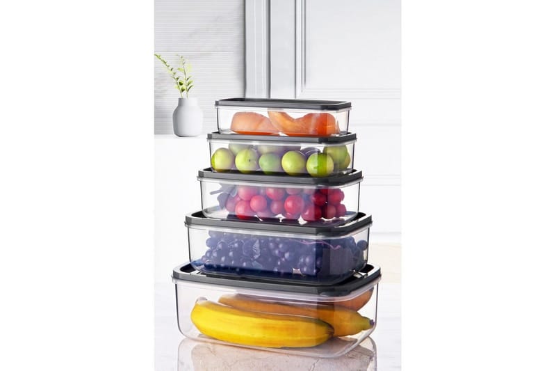 Förvaringslådesats (5 delar) Quantis Transparent - Multifärgad - Förvaring - Småförvaring - Förvaringslådor