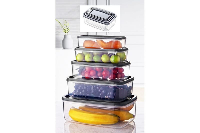 Förvaringslådesats (5 delar) Quantis Transparent - Multifärgad - Förvaring - Småförvaring - Förvaringslådor