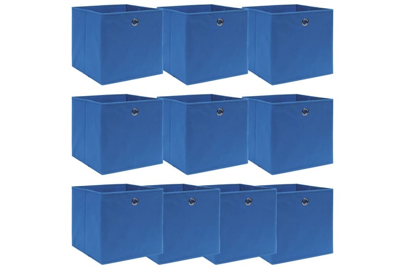 Förvaringslådor 10 st blå 32x32x32 cm tyg - Blå - Förvaringslådor