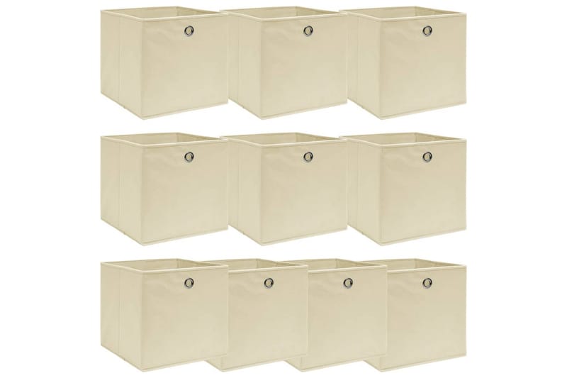Förvaringslådor 10 st gräddvit 32x32x32 cm tyg - Vit - Förvaring - Småförvaring - Förvaringslådor