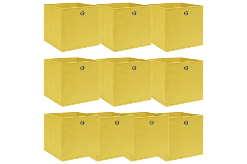 Förvaringslådor 10 st gul 32x32x32 cm tyg - Gul - Förvaringslådor