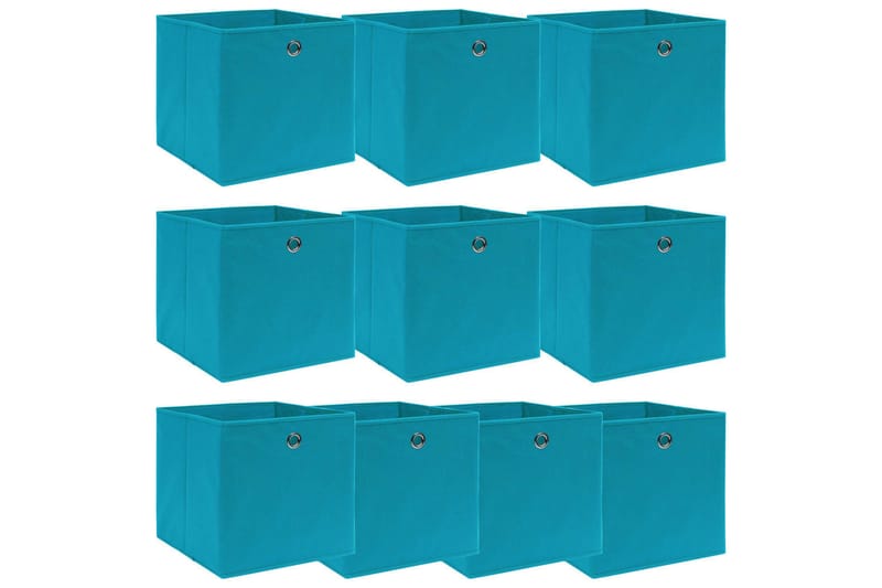 Förvaringslådor 10 st ljusblå 32x32x32 cm tyg - Blå - Förvaringslådor