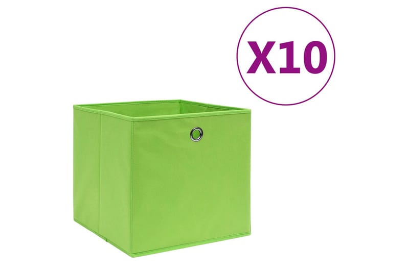 Förvaringslådor 10 st non-woven tyg 28x28x28 cm grön - Grön - Förvaring - Småförvaring - Förvaringslådor