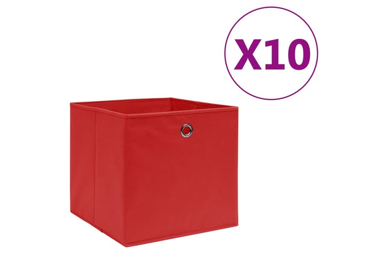 Förvaringslådor 10 st non-woven tyg 28x28x28 cm röd - Röd - Förvaring - Småförvaring - Förvaringslådor