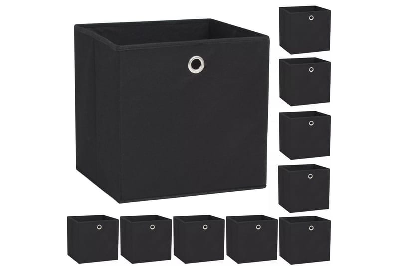 Förvaringslådor 10 st non-woven tyg 32x32x32 cm svart - Svart - Förvaring - Småförvaring - Förvaringslådor