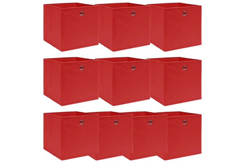 Förvaringslådor 10 st röd 32x32x32 cm tyg - Röd - Förvaring - Småförvaring - Förvaringslådor