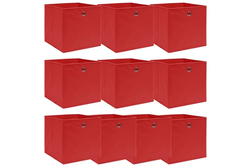 Förvaringslådor 10 st röd 32x32x32 cm tyg - Röd - Förvaringslådor