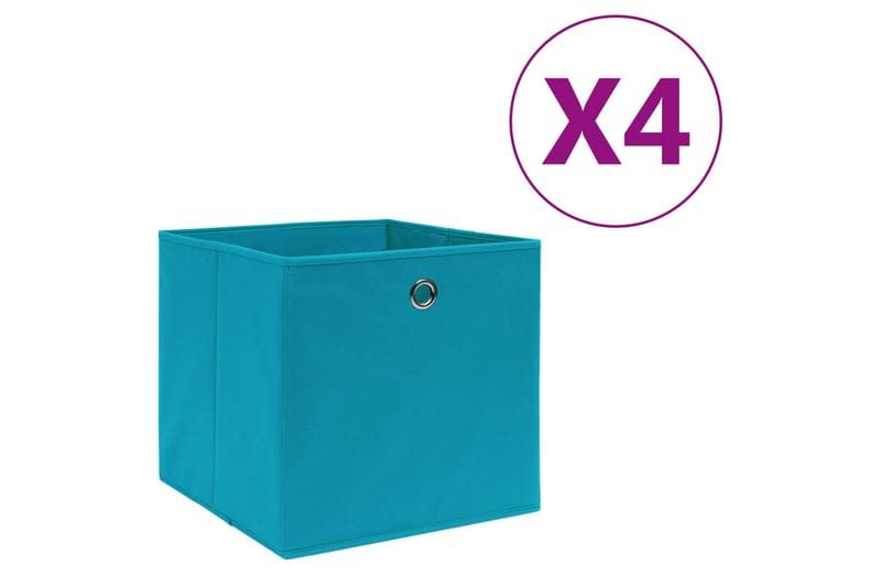 Förvaringslådor 4 st non-woven tyg 28x28x28 cm babyblå - Turkos - Förvaring - Småförvaring - Förvaringslådor