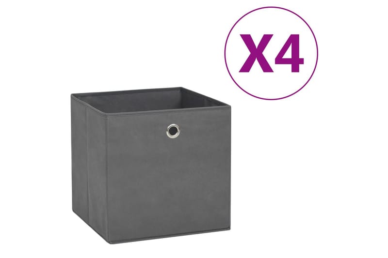 Förvaringslådor 4 st non-woven tyg 28x28x28 cm grå - Grå - Förvaring - Småförvaring - Förvaringslådor