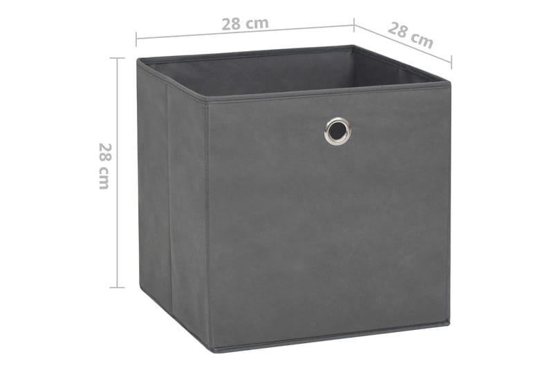 Förvaringslådor 4 st non-woven tyg 28x28x28 cm grå - Grå - Förvaringslådor